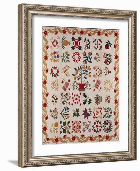 An Appliqued and Pieced Album Quilt, Maryland, Mid 19th Century-null-Framed Giclee Print