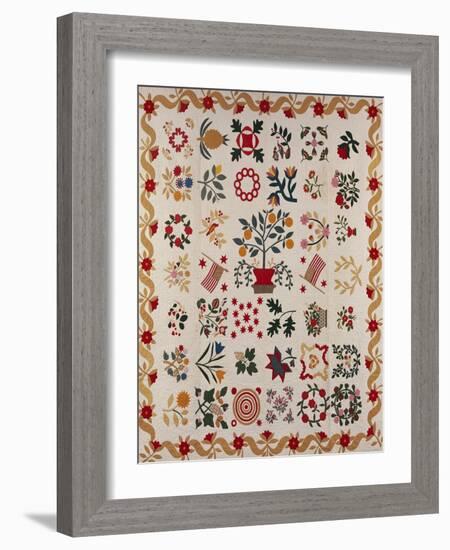 An Appliqued and Pieced Album Quilt, Maryland, Mid 19th Century-null-Framed Giclee Print