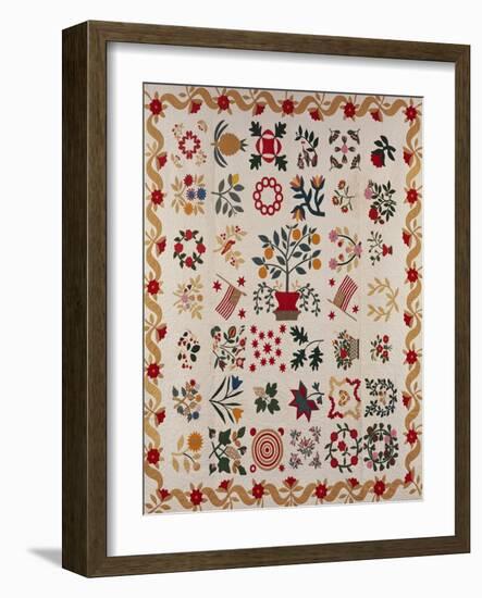 An Appliqued and Pieced Album Quilt, Maryland, Mid 19th Century-null-Framed Giclee Print