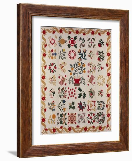 An Appliqued and Pieced Album Quilt, Maryland, Mid 19th Century-null-Framed Giclee Print