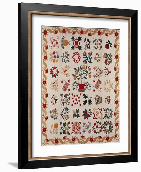 An Appliqued and Pieced Album Quilt, Maryland, Mid 19th Century-null-Framed Giclee Print