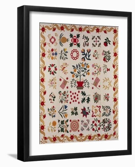 An Appliqued and Pieced Album Quilt, Maryland, Mid 19th Century-null-Framed Giclee Print