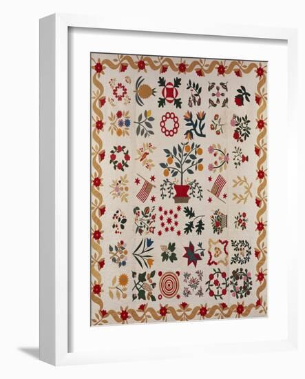 An Appliqued and Pieced Album Quilt, Maryland, Mid 19th Century-null-Framed Giclee Print