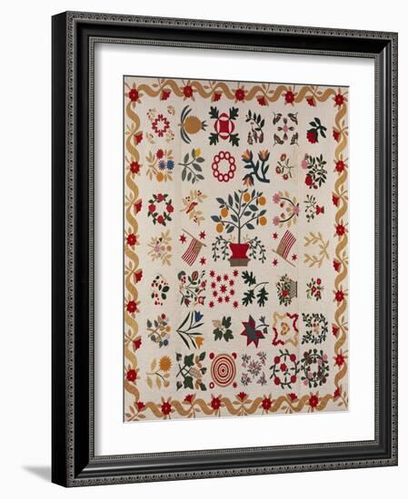 An Appliqued and Pieced Album Quilt, Maryland, Mid 19th Century-null-Framed Giclee Print