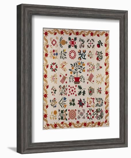 An Appliqued and Pieced Album Quilt, Maryland, Mid 19th Century-null-Framed Giclee Print