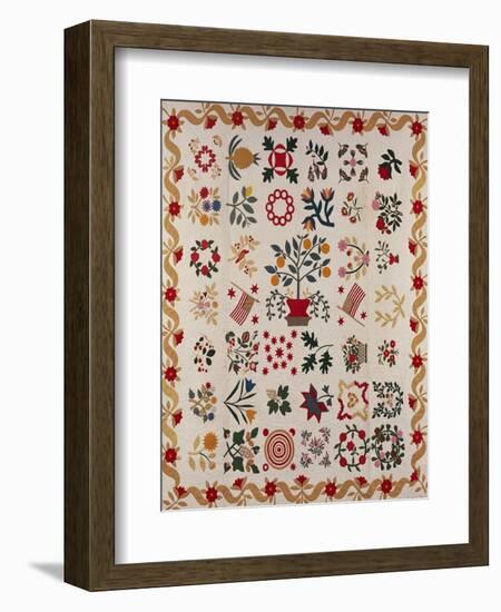 An Appliqued and Pieced Album Quilt, Maryland, Mid 19th Century-null-Framed Giclee Print