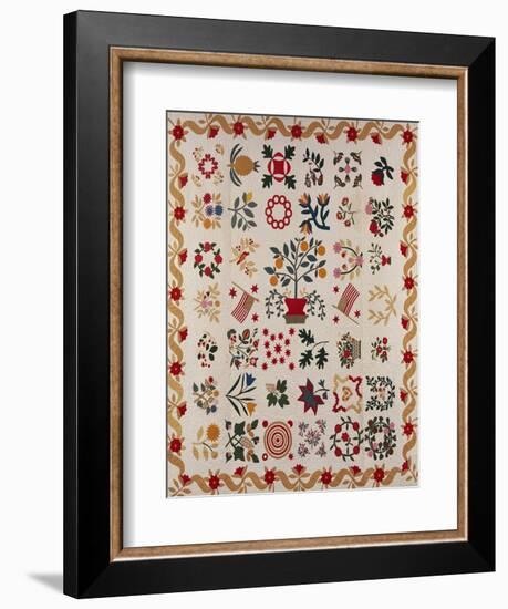 An Appliqued and Pieced Album Quilt, Maryland, Mid 19th Century-null-Framed Giclee Print