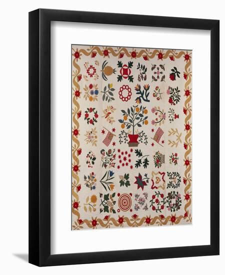 An Appliqued and Pieced Album Quilt, Maryland, Mid 19th Century-null-Framed Giclee Print