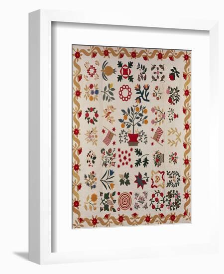 An Appliqued and Pieced Album Quilt, Maryland, Mid 19th Century-null-Framed Giclee Print