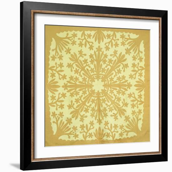 An Appliqued and Quilted Cotton Coverlet, Hawaii, Mid 19th Century-null-Framed Giclee Print