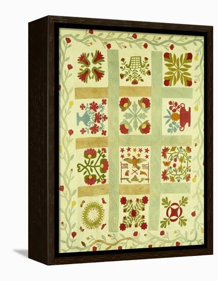 An Appliqued and Stuffed Cotton Quilted Coverlet, American, Mid 19th Century-null-Framed Premier Image Canvas