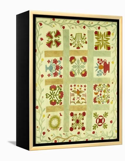 An Appliqued and Stuffed Cotton Quilted Coverlet, American, Mid 19th Century-null-Framed Premier Image Canvas