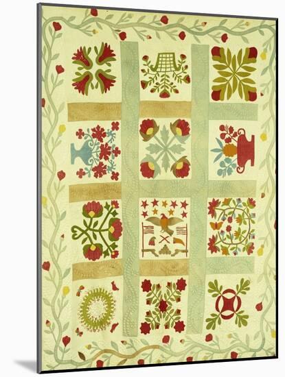 An Appliqued and Stuffed Cotton Quilted Coverlet, American, Mid 19th Century-null-Mounted Giclee Print