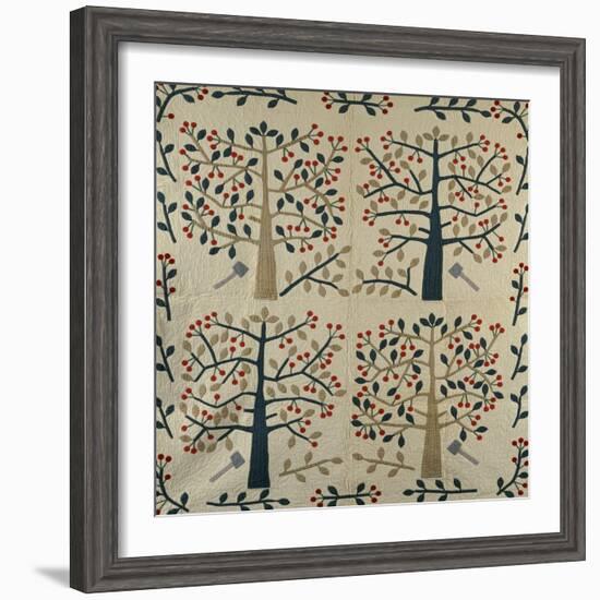 An Appliqued Cotton Quilted Coverlet, American, Mid 19th Century-null-Framed Giclee Print
