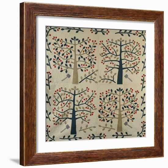 An Appliqued Cotton Quilted Coverlet, American, Mid 19th Century-null-Framed Giclee Print