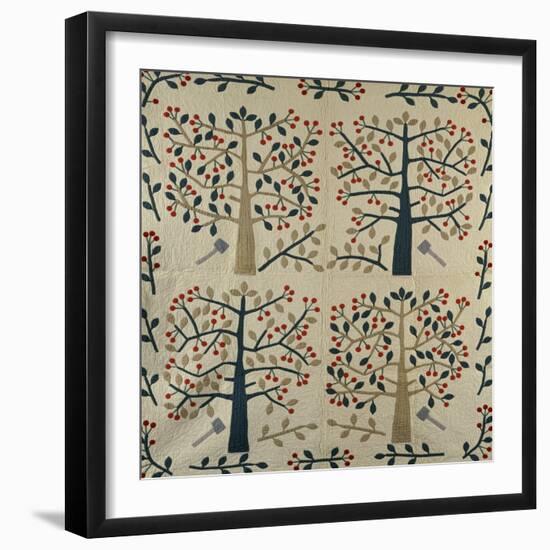 An Appliqued Cotton Quilted Coverlet, American, Mid 19th Century-null-Framed Giclee Print