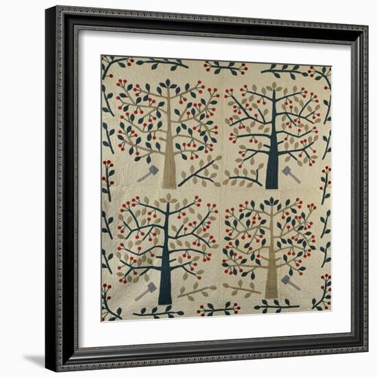 An Appliqued Cotton Quilted Coverlet, American, Mid 19th Century-null-Framed Giclee Print