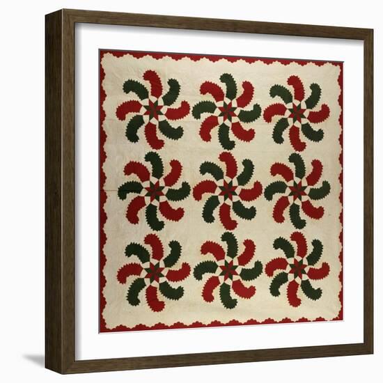 An Appliqued Cotton Quilted Coverlet, American, Mid 19th Century-null-Framed Giclee Print