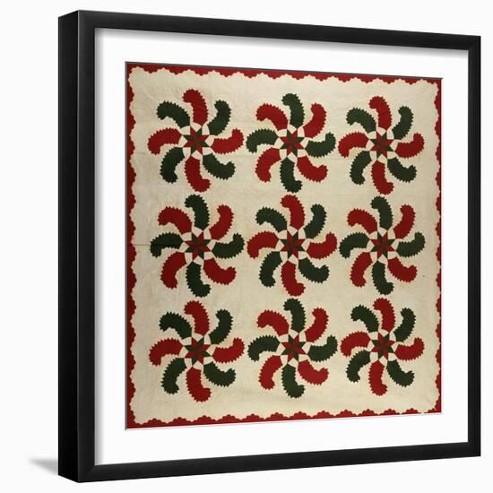 An Appliqued Cotton Quilted Coverlet, American, Mid 19th Century-null-Framed Giclee Print