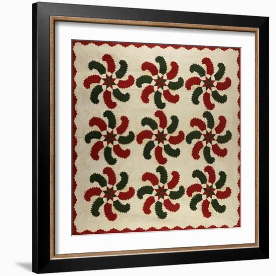 An Appliqued Cotton Quilted Coverlet, American, Mid 19th Century-null-Framed Giclee Print