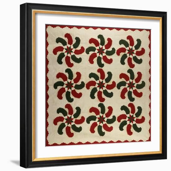 An Appliqued Cotton Quilted Coverlet, American, Mid 19th Century-null-Framed Giclee Print