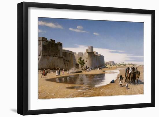 An Arab Caravan outside a Fortified Town-Jean Leon Gerome-Framed Giclee Print