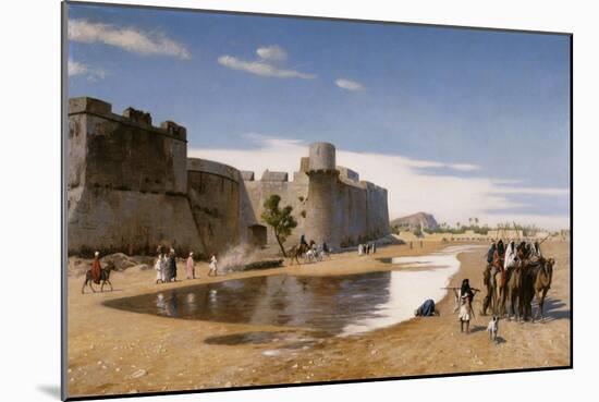 An Arab Caravan outside a Fortified Town-Jean Leon Gerome-Mounted Giclee Print