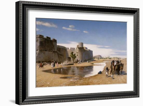 An Arab Caravan outside a Fortified Town-Jean Leon Gerome-Framed Giclee Print