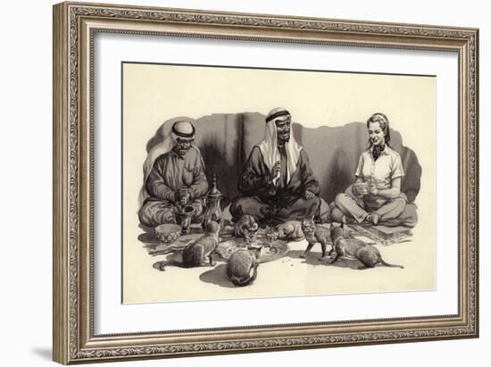 An Arab Man Feeds His Cats-Pat Nicolle-Framed Giclee Print