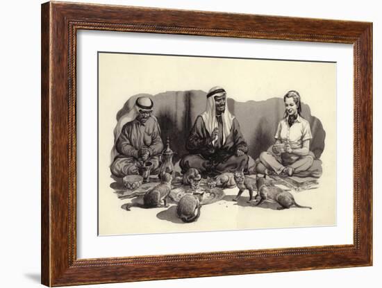 An Arab Man Feeds His Cats-Pat Nicolle-Framed Giclee Print