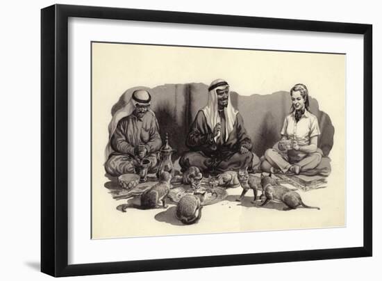 An Arab Man Feeds His Cats-Pat Nicolle-Framed Giclee Print