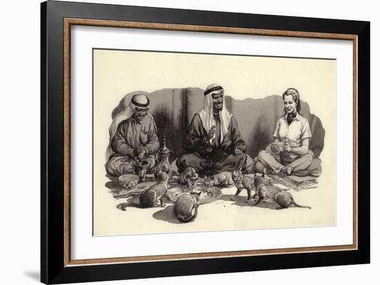 An Arab Man Feeds His Cats-Pat Nicolle-Framed Giclee Print