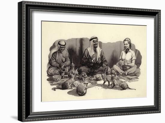 An Arab Man Feeds His Cats-Pat Nicolle-Framed Giclee Print