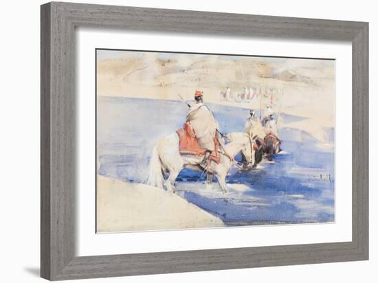 An Arab Raid (W/C with Gouache on Paper)-Joseph Crawhall-Framed Giclee Print