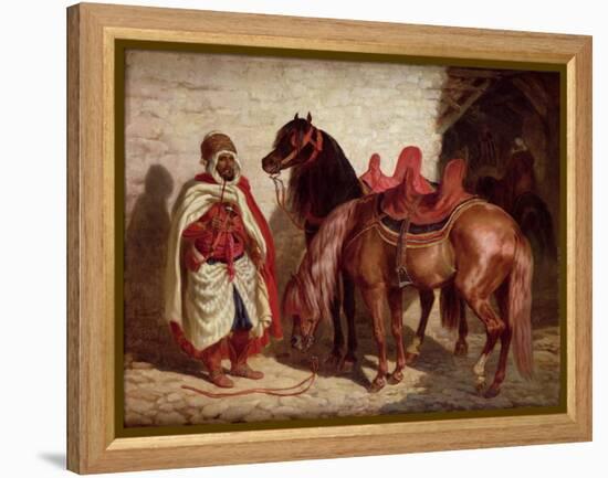 An Arab with Two Horses-Francois-hippolyte Lalaisse-Framed Premier Image Canvas