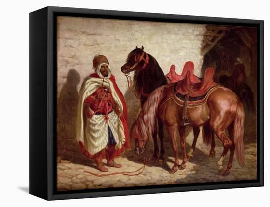 An Arab with Two Horses-Francois-hippolyte Lalaisse-Framed Premier Image Canvas