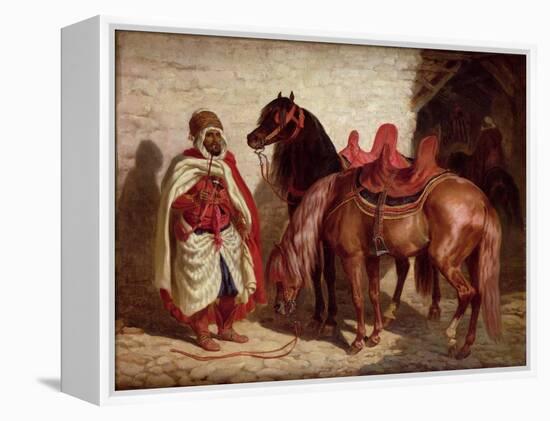 An Arab with Two Horses-Francois-hippolyte Lalaisse-Framed Premier Image Canvas