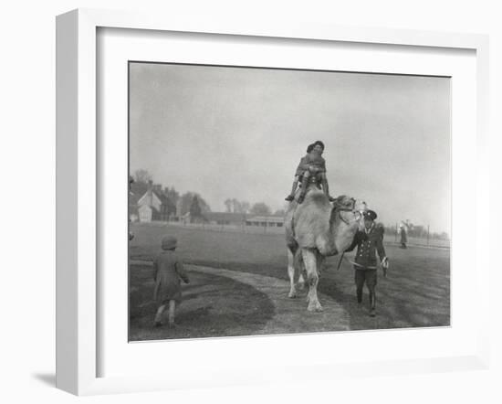 An Arabian Camel Taking a Pair of Children for a Ride at Zsl Whipsnade, March 1932-Frederick William Bond-Framed Photographic Print
