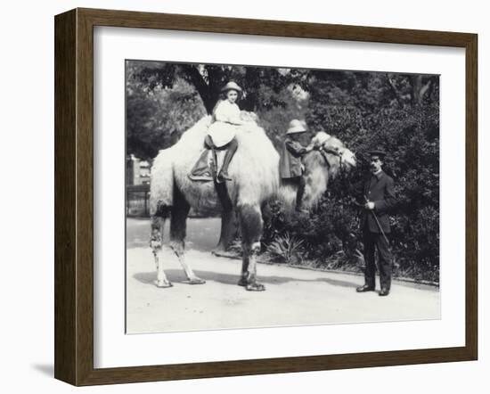 An Arabian Camel with Keeper Being Ridden by Two Children-Frederick William Bond-Framed Photographic Print