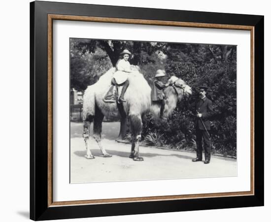 An Arabian Camel with Keeper Being Ridden by Two Children-Frederick William Bond-Framed Photographic Print