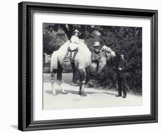 An Arabian Camel with Keeper Being Ridden by Two Children-Frederick William Bond-Framed Photographic Print