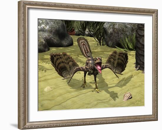 An Archaeopteryx Depicted Near the Shore of the Tethys Sea-Stocktrek Images-Framed Photographic Print