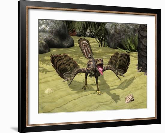 An Archaeopteryx Depicted Near the Shore of the Tethys Sea-Stocktrek Images-Framed Photographic Print