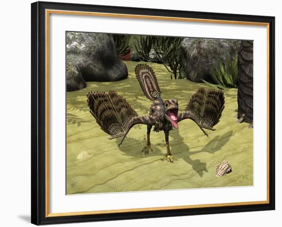 An Archaeopteryx Depicted Near the Shore of the Tethys Sea-Stocktrek Images-Framed Photographic Print