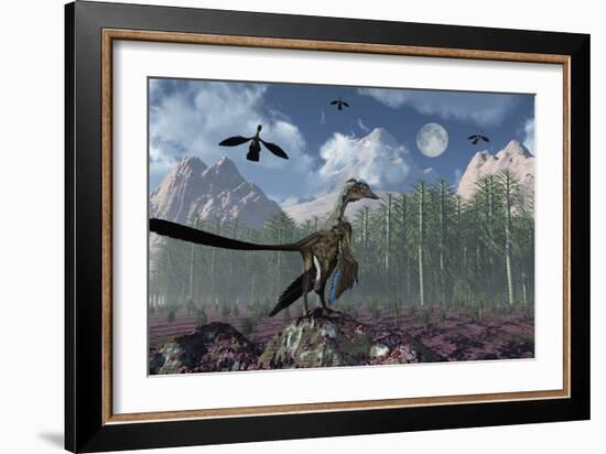 An Archaeopteryx Standing at the Edge of a Forest-Stocktrek Images-Framed Art Print