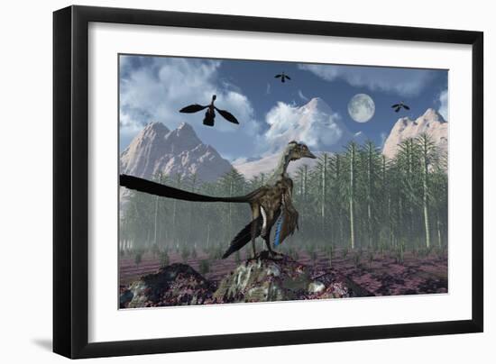 An Archaeopteryx Standing at the Edge of a Forest-Stocktrek Images-Framed Art Print