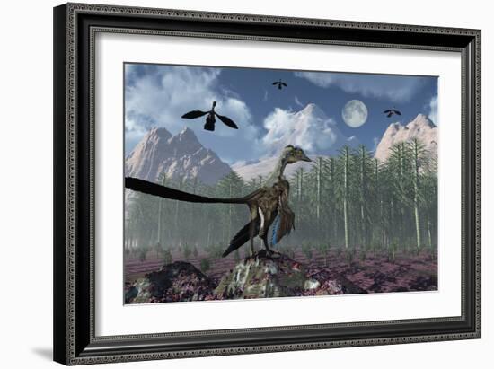 An Archaeopteryx Standing at the Edge of a Forest-Stocktrek Images-Framed Art Print