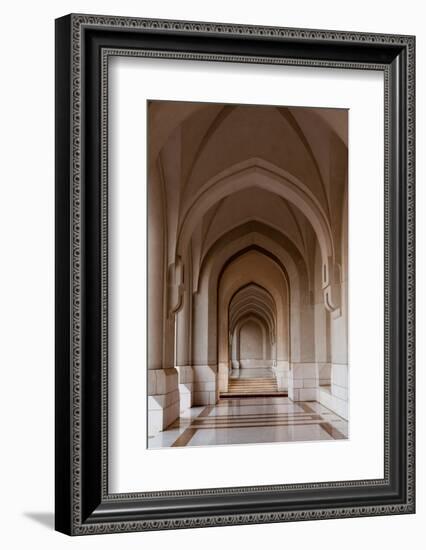An arched walkway in Sultan Qaboos's palace, Al -Alam Palace, Muscat, Oman.-Sergio Pitamitz-Framed Photographic Print