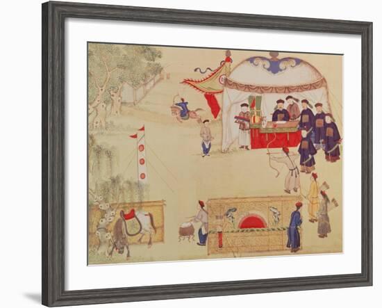 An Archery Contest, Late 18th Century, (Colour on Silk)-null-Framed Giclee Print