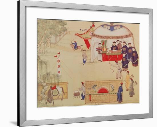 An Archery Contest, Late 18th Century, (Colour on Silk)-null-Framed Giclee Print